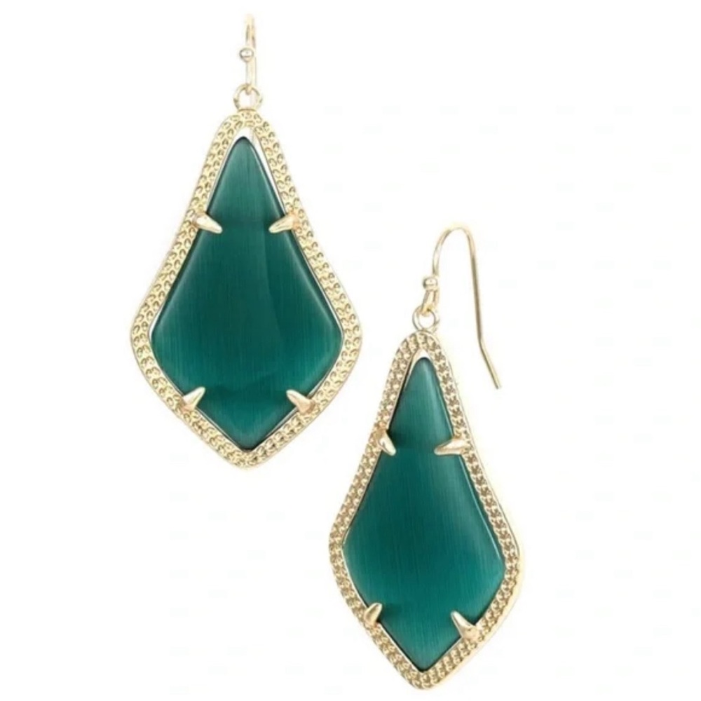 Kendra Scott Alex Gold Drop Earrings in Emerald Cat's Eye